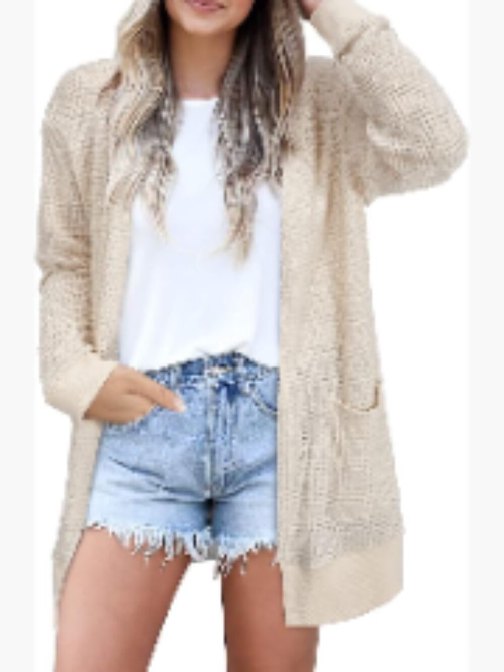 Lightweight Open Front Cardigan Sweater with Pockets